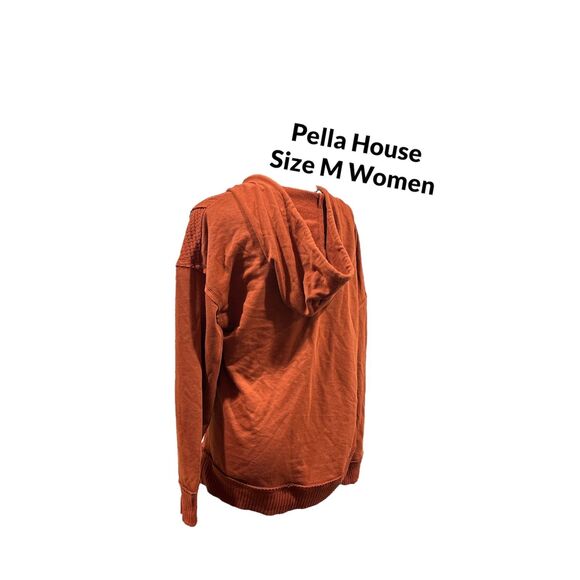 Time and Tru Women's Waffle Texture Hoodie Orange Brick Size M(8-10) - Picture 2 of 3